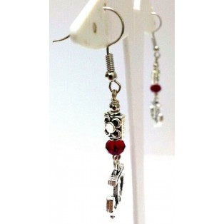 Silver Oxidized Earring Hook Dangle Drop Long Fashion Novelty Gift ANCHOR 1